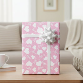 Errötendes Rosa & Weiße Herzen & Liebe Geschenkpapier