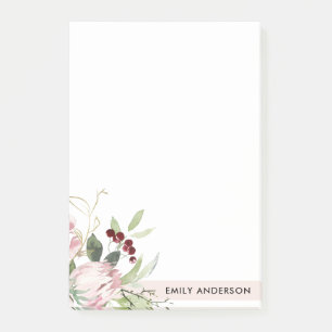 ERRÖTENDES ROSAFARBENES BURGUNDER PROTEA BLÜTEN AQ POST-IT KLEBEZETTEL