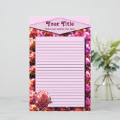 Errötendes Rose gezeichnetes Briefpapier (Stehend Vorderseite)