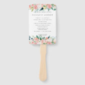 Errötendes Sommerblumen-Hochzeitsprogramm Hand Fächer (Vorderseite)