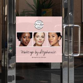 Errötung Rosa Schrift Logo Foto Make-up-Studio Fensteraufkleber