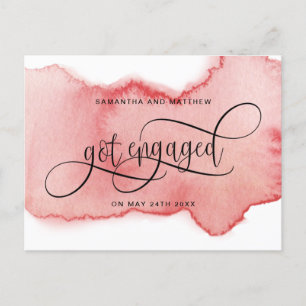 Errötung Rose Gold Aquarell Verlobt, Verlobung Ankündigungspostkarte