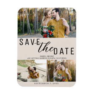Errötung Tan Save-the-Date Hochzeit 3 Fotos Magnet