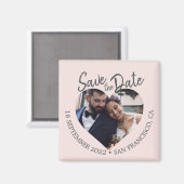 Errötungs-Foto Moderne Schrift Art Save-the-Date-K Magnet (Vorderseite/Rückseite)
