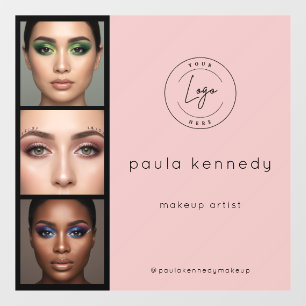 Errötungsrosa Moderne Foto-Make-up 3 Foto Quadrat Fensteraufkleber
