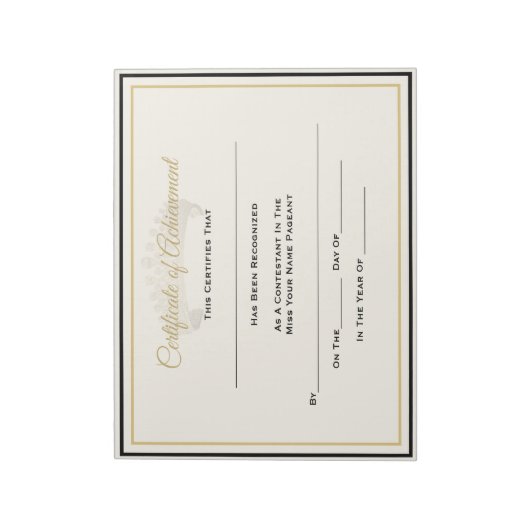 Errungenschaft des britischen Pageant Crown Certif Notizblock (Rotiert)