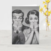 Erschockiertes Retro-Paar-Portrait Karte (Gelbe Blume)