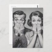 Erschockiertes Retro-Paar-Portrait Postkarte (Vorne/Hinten)