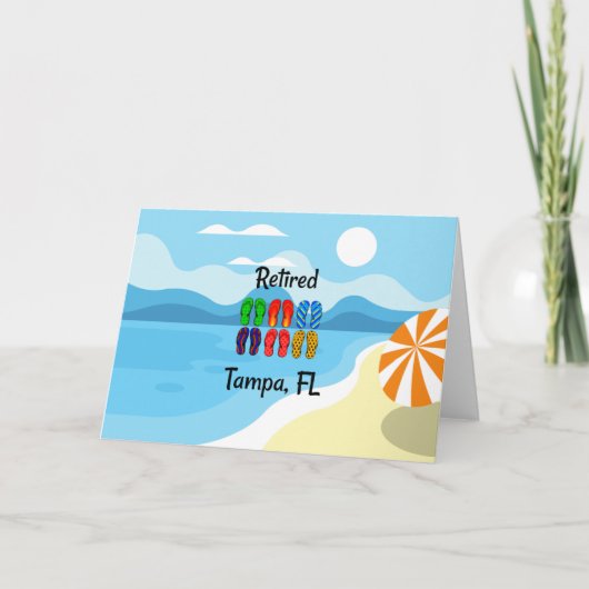 erschöpft—Tampa, FL, farbige Flip-Flops, Karte (Vorderseite)