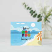 erschöpft—Tampa, FL, farbige Flip-Flops, Postkarte (Stehend Vorderseite)