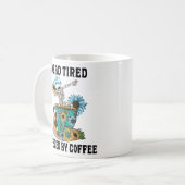 erschöpft von Kaffee Kaffeetasse (Vorderseite Links)