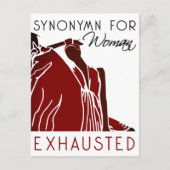 ERSCHÖPFTE FRAU POSTKARTE (Vorderseite)