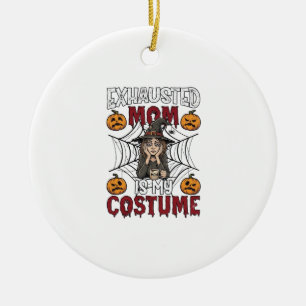 Erschöpfte Mutter ist Kostüm Halloween Hexe Kaffee Keramik Ornament