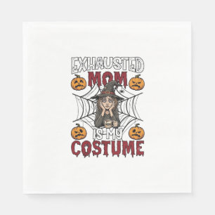 Erschöpfte Mutter ist Kostüm Halloween Hexe Kaffee Serviette