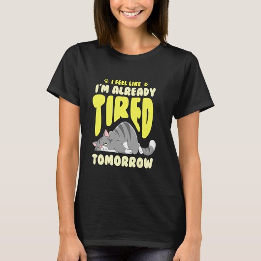 Erschöpfte schläfrige müde Katze T-Shirt (Vorderseite)