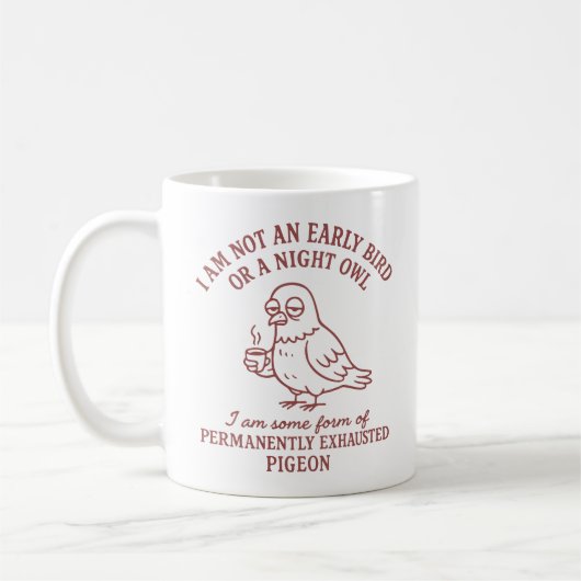 erschöpfte Taube Kaffeetasse (Links)