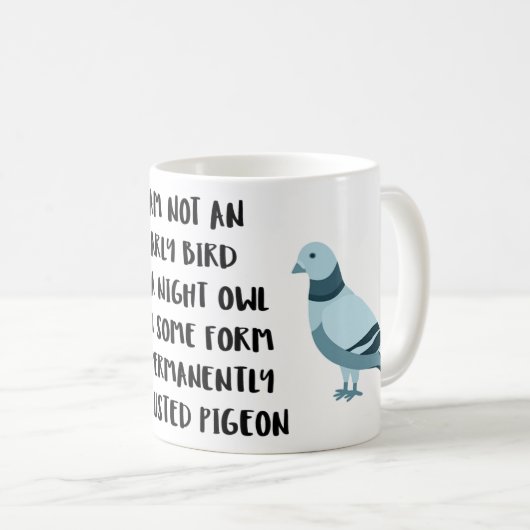 Erschöpfte Taube Kaffeetasse (VorderseiteRechts)