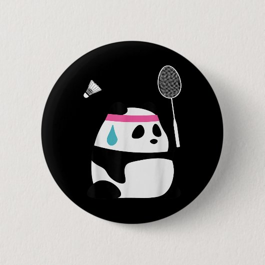 Erschöpfter Badminton-Panda - Lustiger Süßer Shutt Button (Vorderseite)