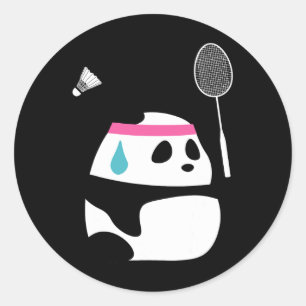 Erschöpfter Badminton-Panda - Lustiger Süßer Shutt Runder Aufkleber