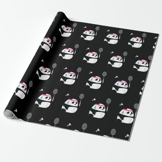 Erschöpfter Badminton Panda niedlich Geschenkpapier (Ungerollt)