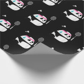 Erschöpfter Badminton Panda niedlich Geschenkpapier (Ecke)