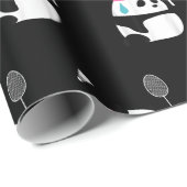 Erschöpfter Badminton Panda niedlich Geschenkpapier (Rolleneckpunkt)