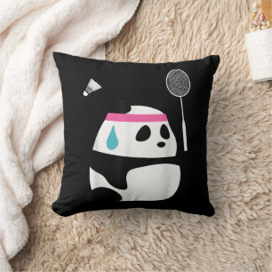 Erschöpfter Badminton Panda niedlich Kissen
