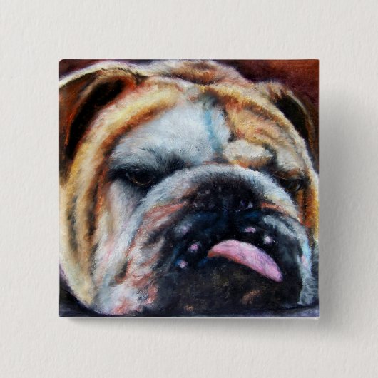 Erschöpfter (Bulldoggen-) Knopf Button (Vorderseite)
