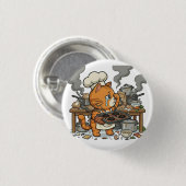 Erschöpfter Chef-Katze-Küchenkatastrophe-Button Button (Vorne & Hinten)