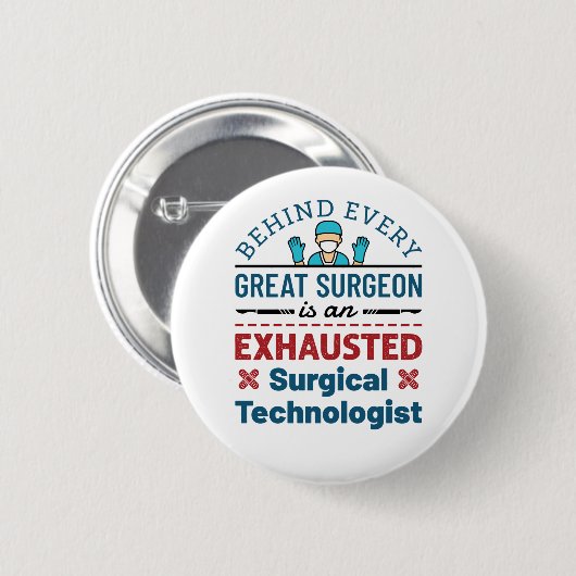 Erschöpfter Chirurgischer Techniker Funny Scrub Te Button (Vorne & Hinten)