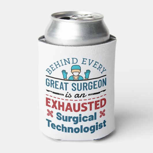 Erschöpfter Chirurgischer Techniker Funny Scrub Te Dosenkühler (Kanne Vorderseite)