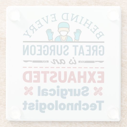 Erschöpfter Chirurgischer Techniker Funny Scrub Te Glasuntersetzer (Rückseite)