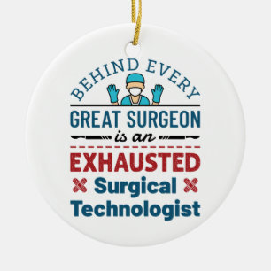 Erschöpfter Chirurgischer Techniker Funny Scrub Te Keramik Ornament