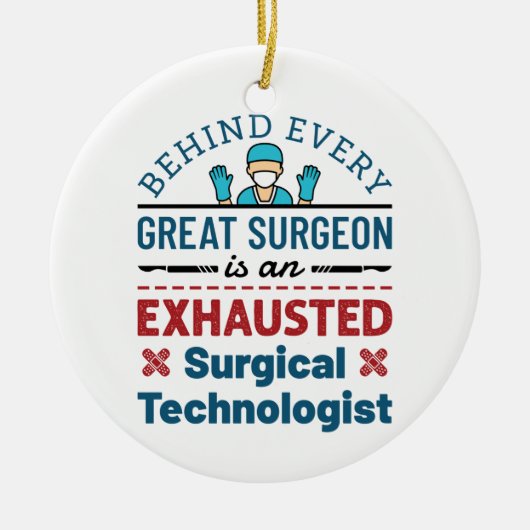 Erschöpfter Chirurgischer Techniker Funny Scrub Te Keramik Ornament (Vorne)