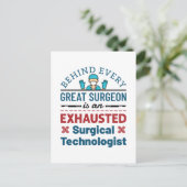Erschöpfter Chirurgischer Techniker Funny Scrub Te Postkarte (Stehend Vorderseite)