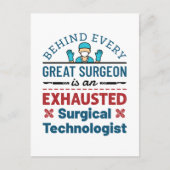 Erschöpfter Chirurgischer Techniker Funny Scrub Te Postkarte (Vorderseite)