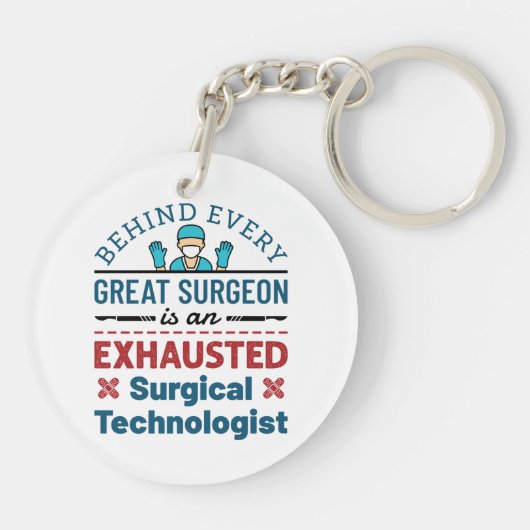 Erschöpfter Chirurgischer Techniker Funny Scrub Te Schlüsselanhänger (Rückseite)