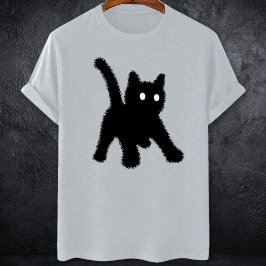 Erschossen überrascht Schwarze Katze Meme soziale T-Shirt