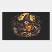 💀🎃 Erschreckender Sensenmann Halloween – Dunkler Rechteckiger Aufkleber (Vorderseite)