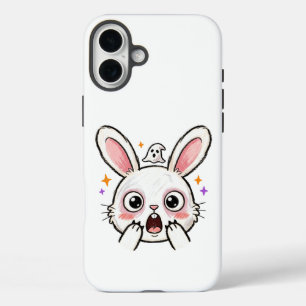 Erschreckter Halloween-Hase mit Geistergesicht iPhone 16 Plus Hülle