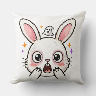 Erschreckter Halloween-Hase mit Geistergesicht Kissen