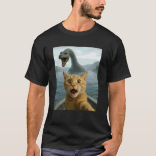 Erschrecktes Selfie-Katze, gejagt von Loch Ness Mo T-Shirt