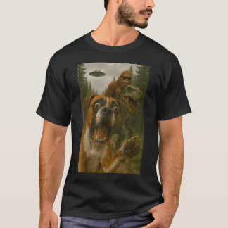 Erschrocken Boxerhund T-Rex Bigfoot UFO verängstig T-Shirt