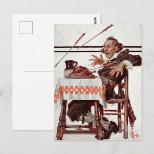 Erschrocken Pilger. Vintage-Kunst Thanksgiving Postkarte