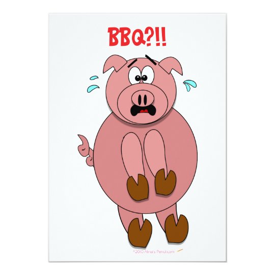 Erschrockene Cartoon Schwein Lustige Grillen Party Einladung Zazzle De