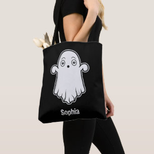 Erschrockenener Cartoon-Geist mit personalisiertem Tasche
