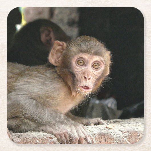 Erschrockener Affe mit großem Augen-Untersetzer Rechteckiger Pappuntersetzer (Vorderseite)