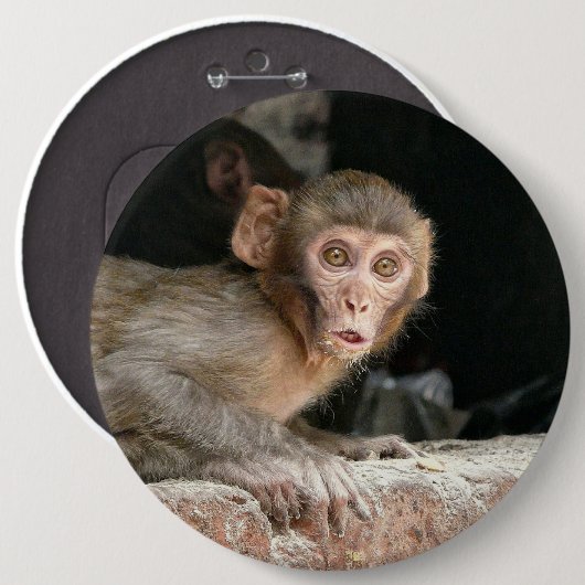Erschrockener Affe mit großem Augenknopf Button (Vorne & Hinten)