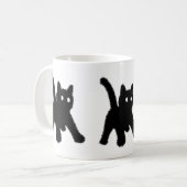 Erschüttert überraschte schwarze Katze lustig Kaffeetasse (Vorderseite Links)