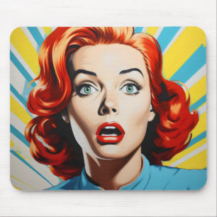 Erschütterte Frau Pop Art Mousepad